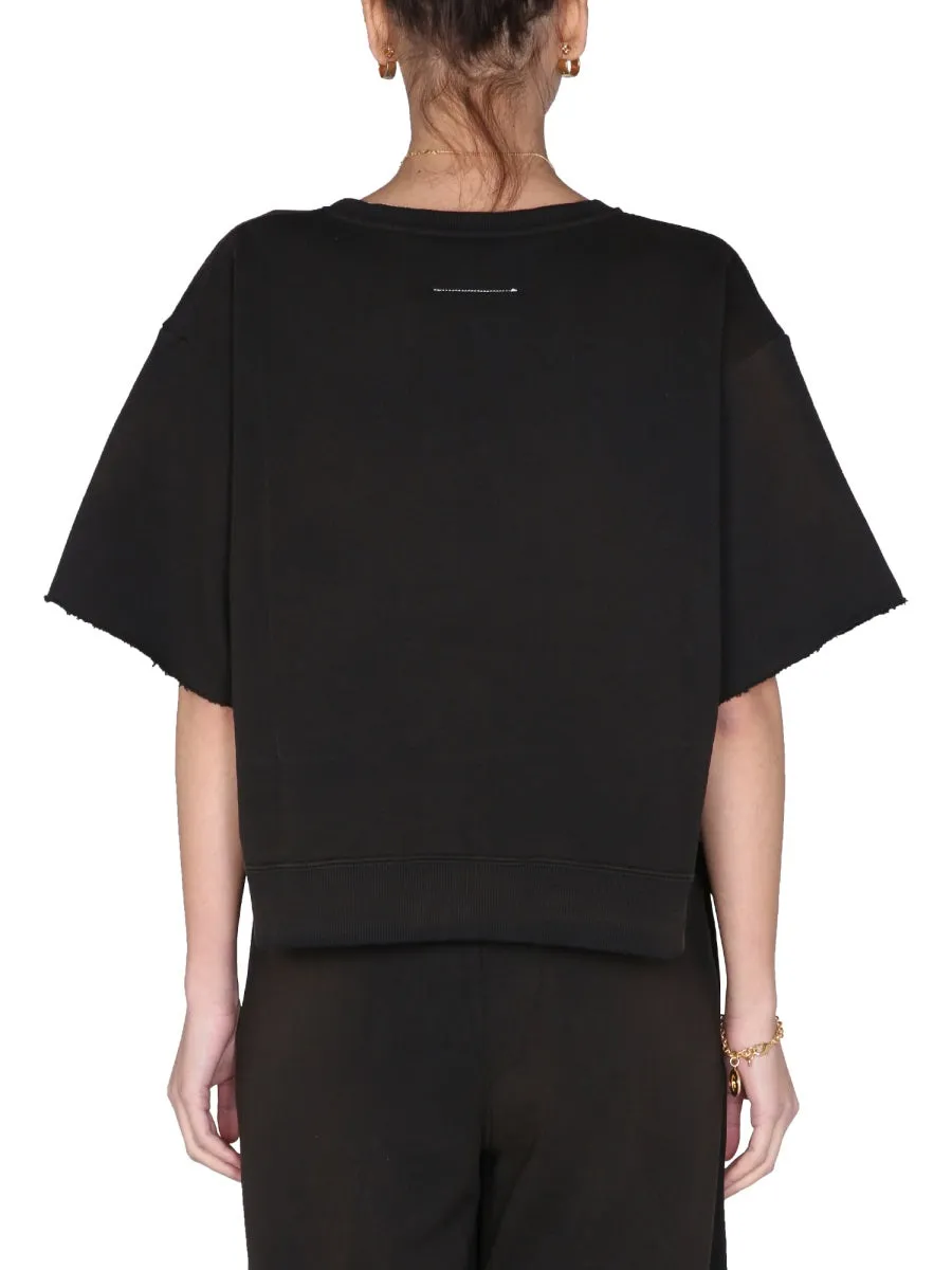 MM6 Maison Margiela Logo Print Cropped T-Shirt
