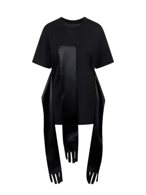 MM6 Maison Margiela Satin Draped Detailed T-Shirt
