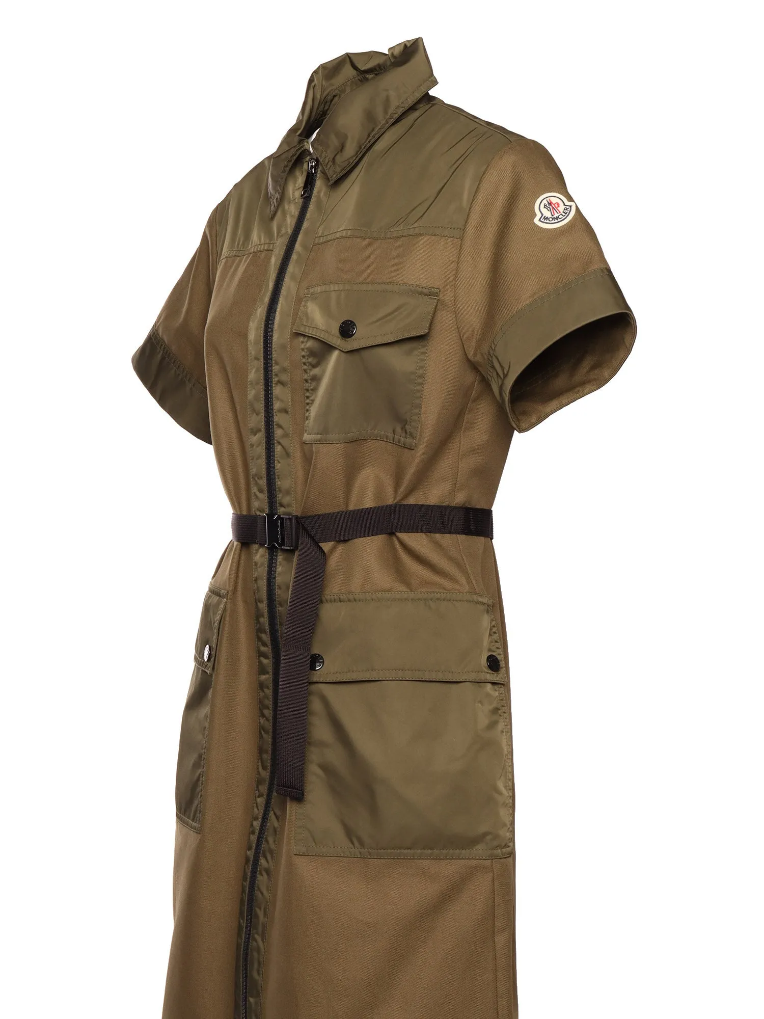 Moncler Panelled Zipped Cargo Shirt Dress
