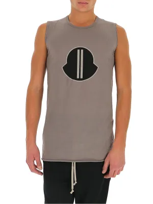 Moncler   Rick Owens Sleeveless Oversized Logo Patch Tank Top