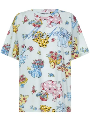 Moschino Allover Animal Printed Crewneck T-Shirt
