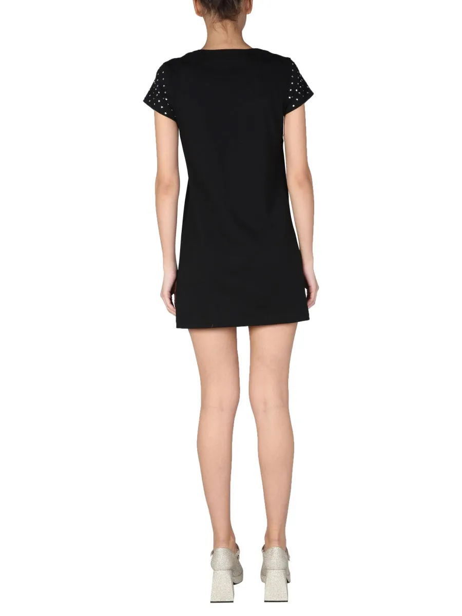 Moschino Crystal Embellished Teddy T-Shirt Dress