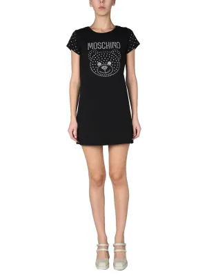 Moschino Crystal Embellished Teddy T-Shirt Dress