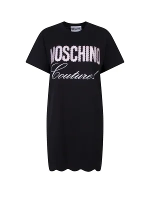Moschino Logo Detailed Crewneck Mini T-Shirt Dress