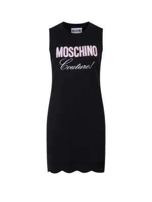 Moschino Logo Detailed Scallop Hem Mini Dress