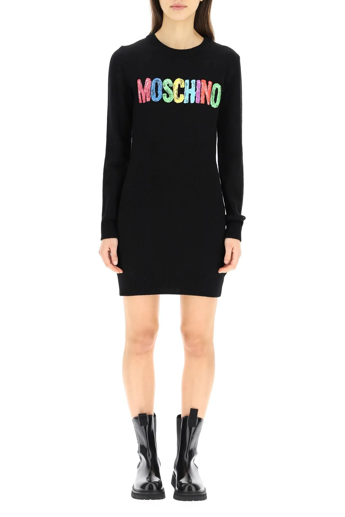 Moschino Logo Jacquard Knitted Mini Dress