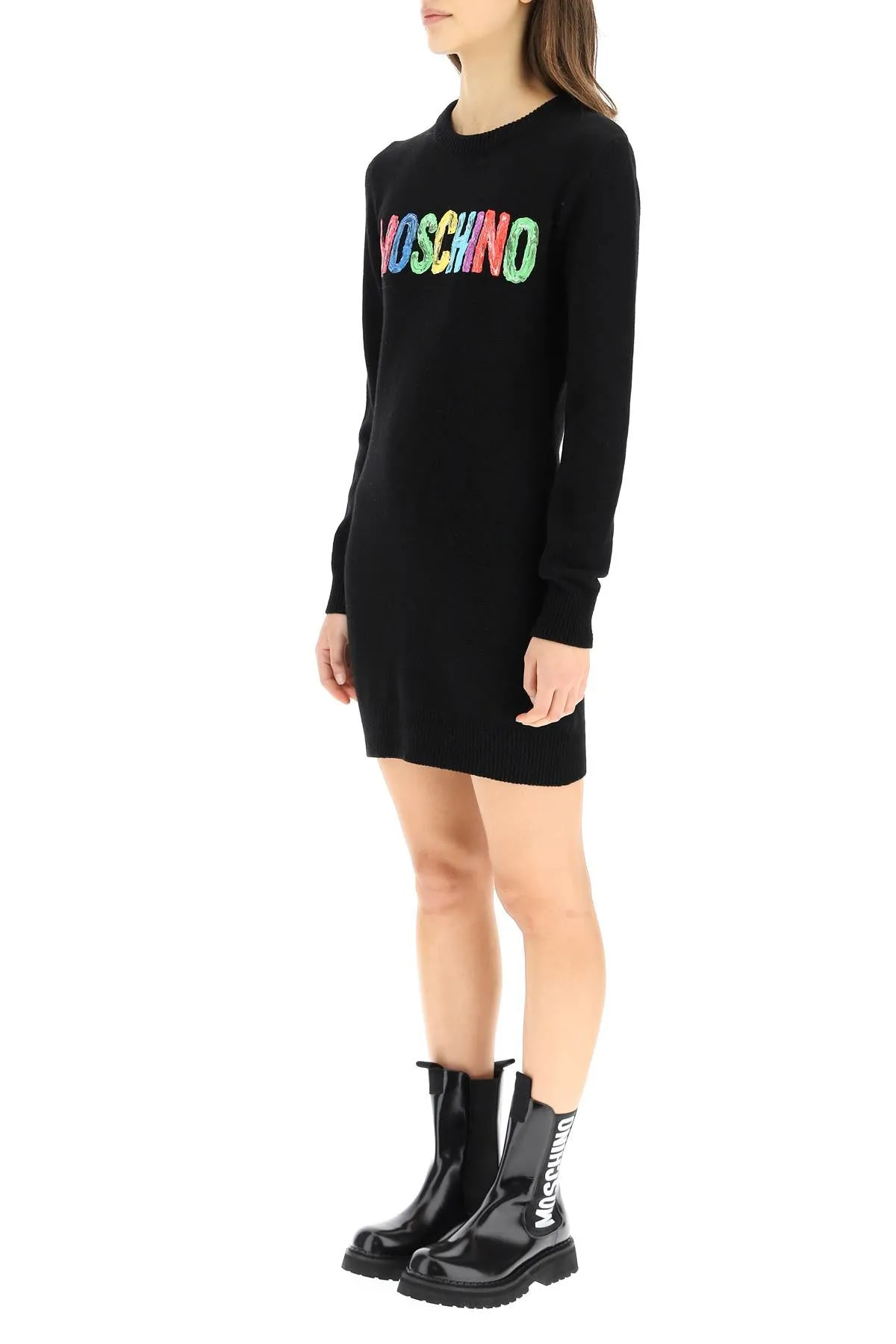 Moschino Logo Jacquard Knitted Mini Dress