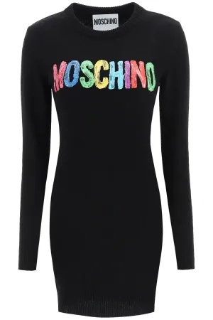 Moschino Logo Jacquard Knitted Mini Dress