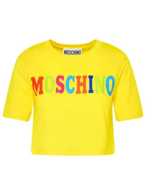 Moschino Logo Printed Crewneck Cropped T-Shirt