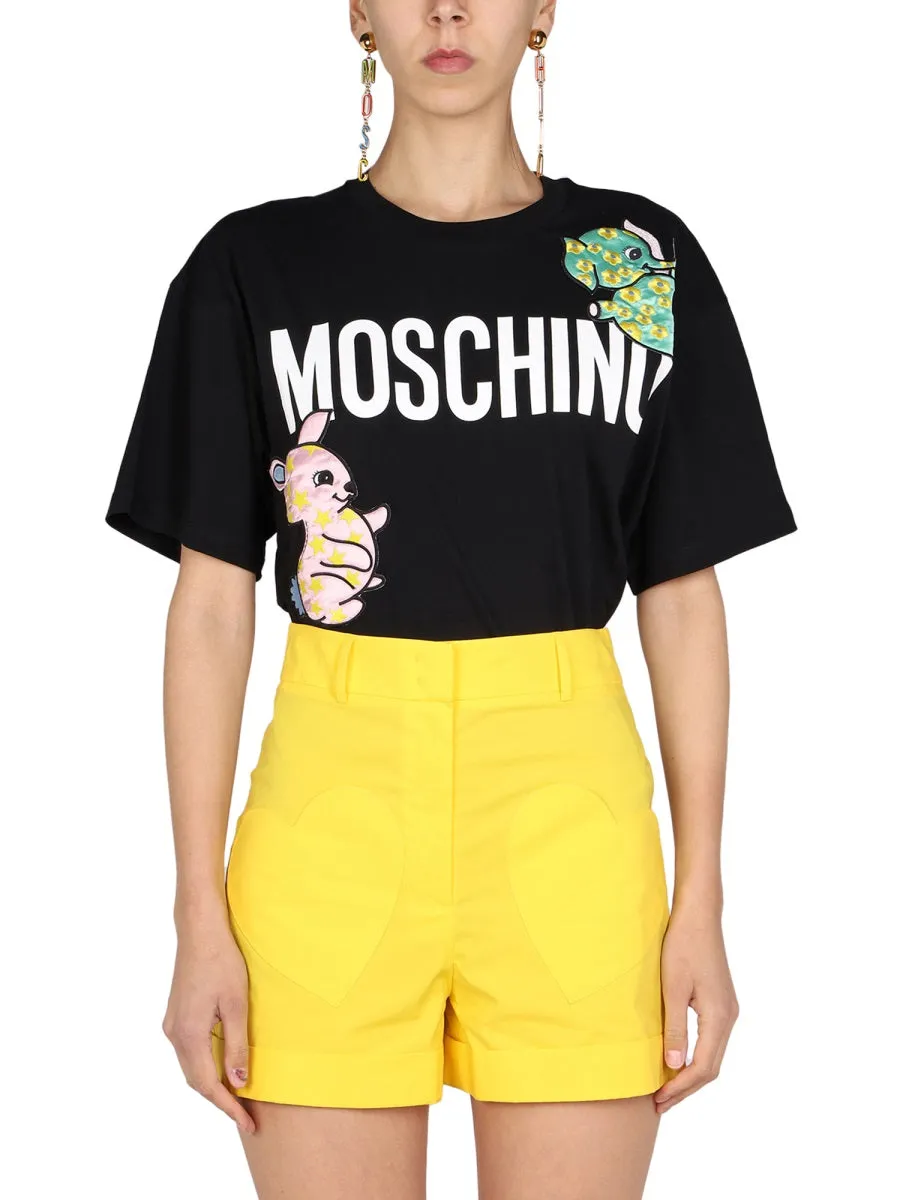 Moschino Long Print Animal Patch T-Shirt