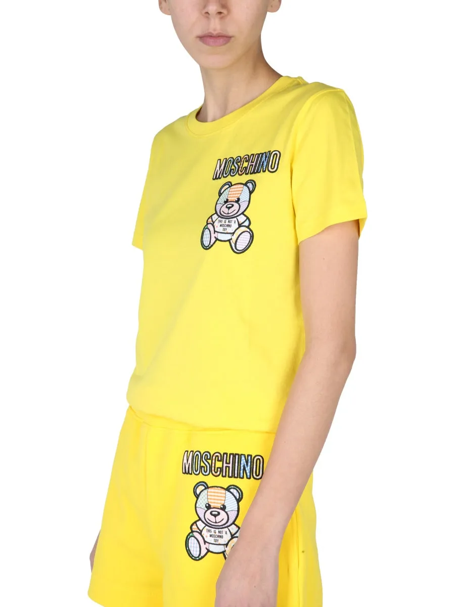 Moschino Teddy Bear Embroidered Crewneck T-Shirt