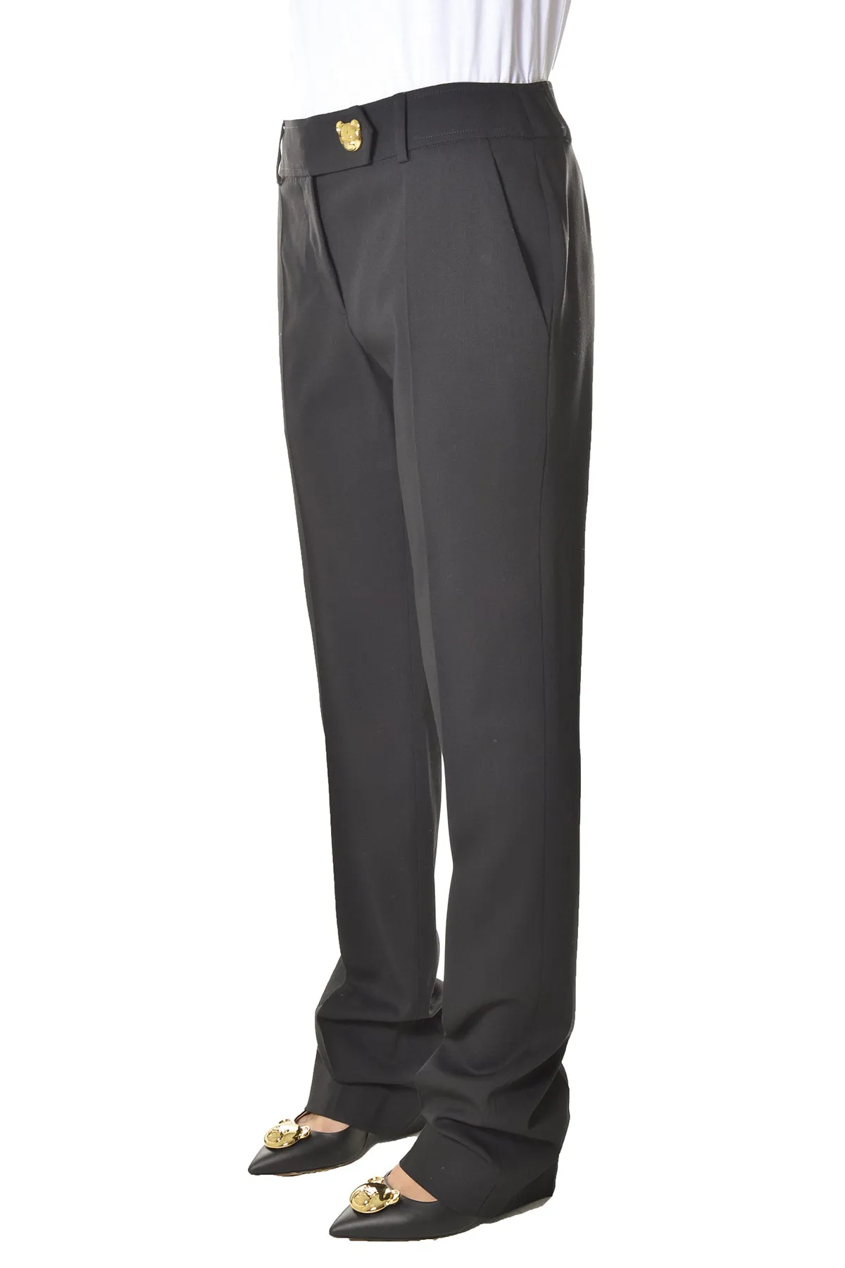 Moschino Teddy Button Straight-Leg Pants