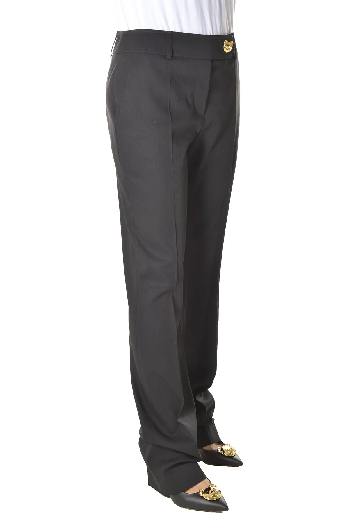 Moschino Teddy Button Straight-Leg Pants