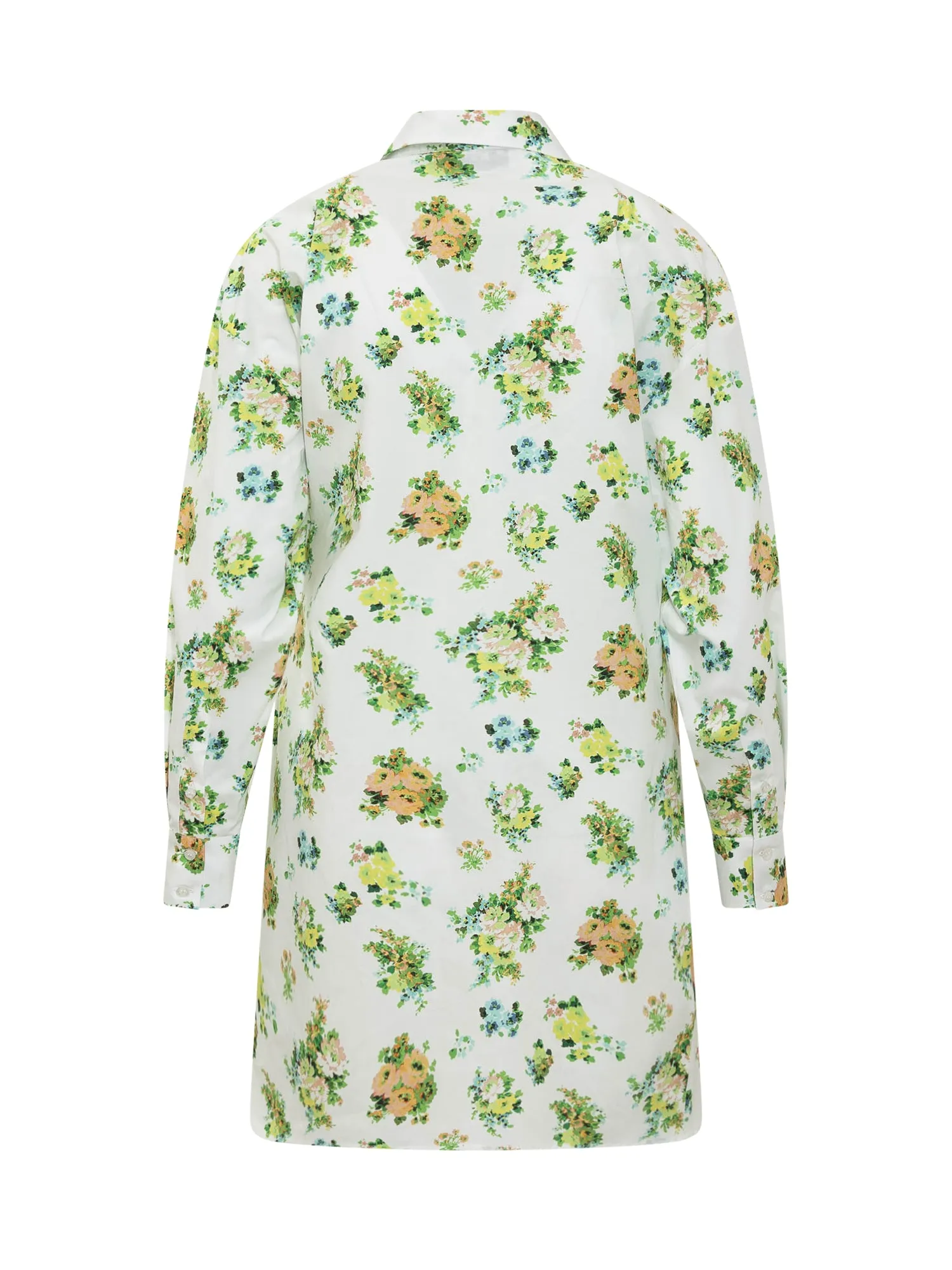 MSGM Allover Floral Printed Bow Detailed Mini Dress