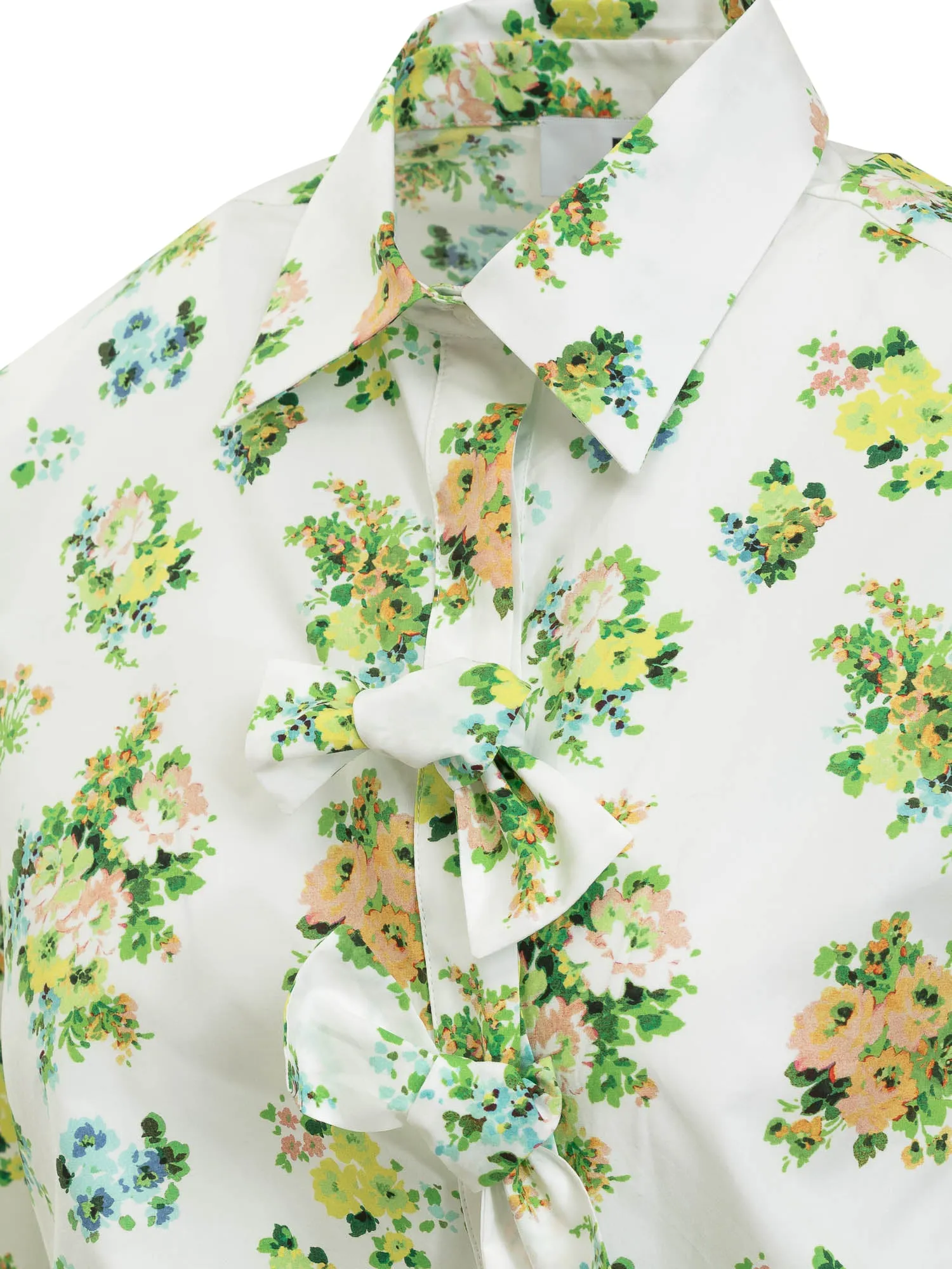MSGM Allover Floral Printed Bow Detailed Mini Dress