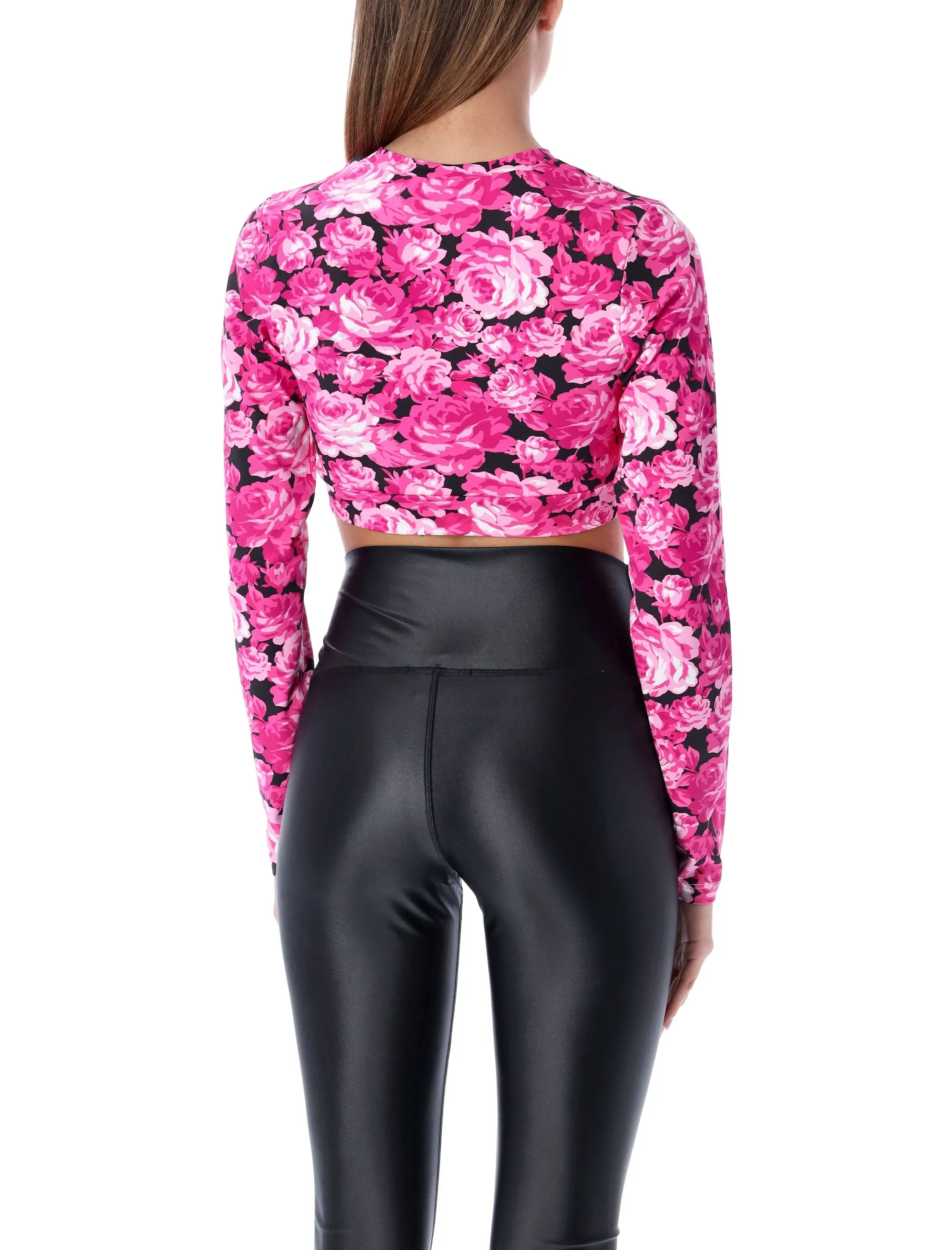MSGM Allover Floral Printed Cropped Top