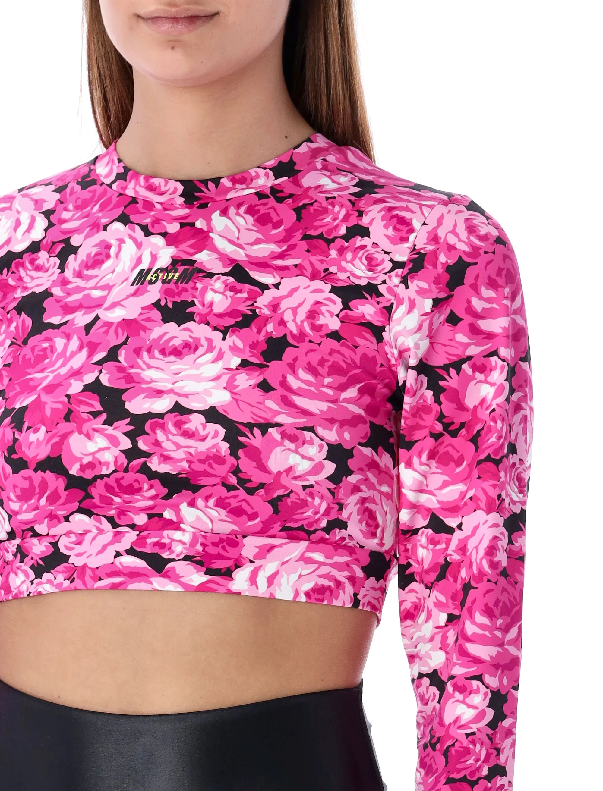 MSGM Allover Floral Printed Cropped Top