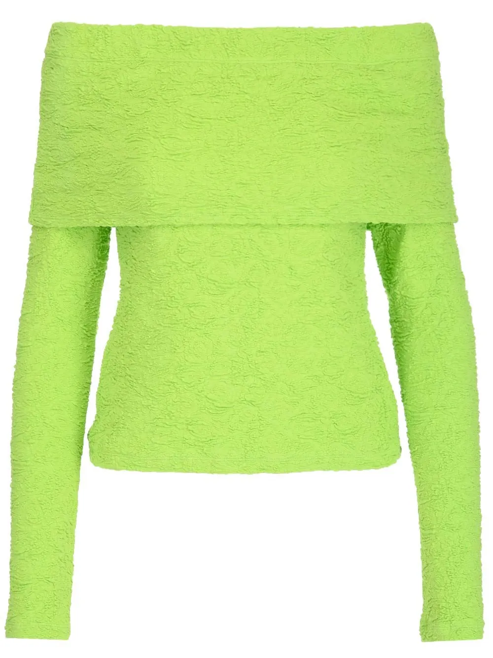 MSGM Embossed Off-Shoulder Long Sleeved Top