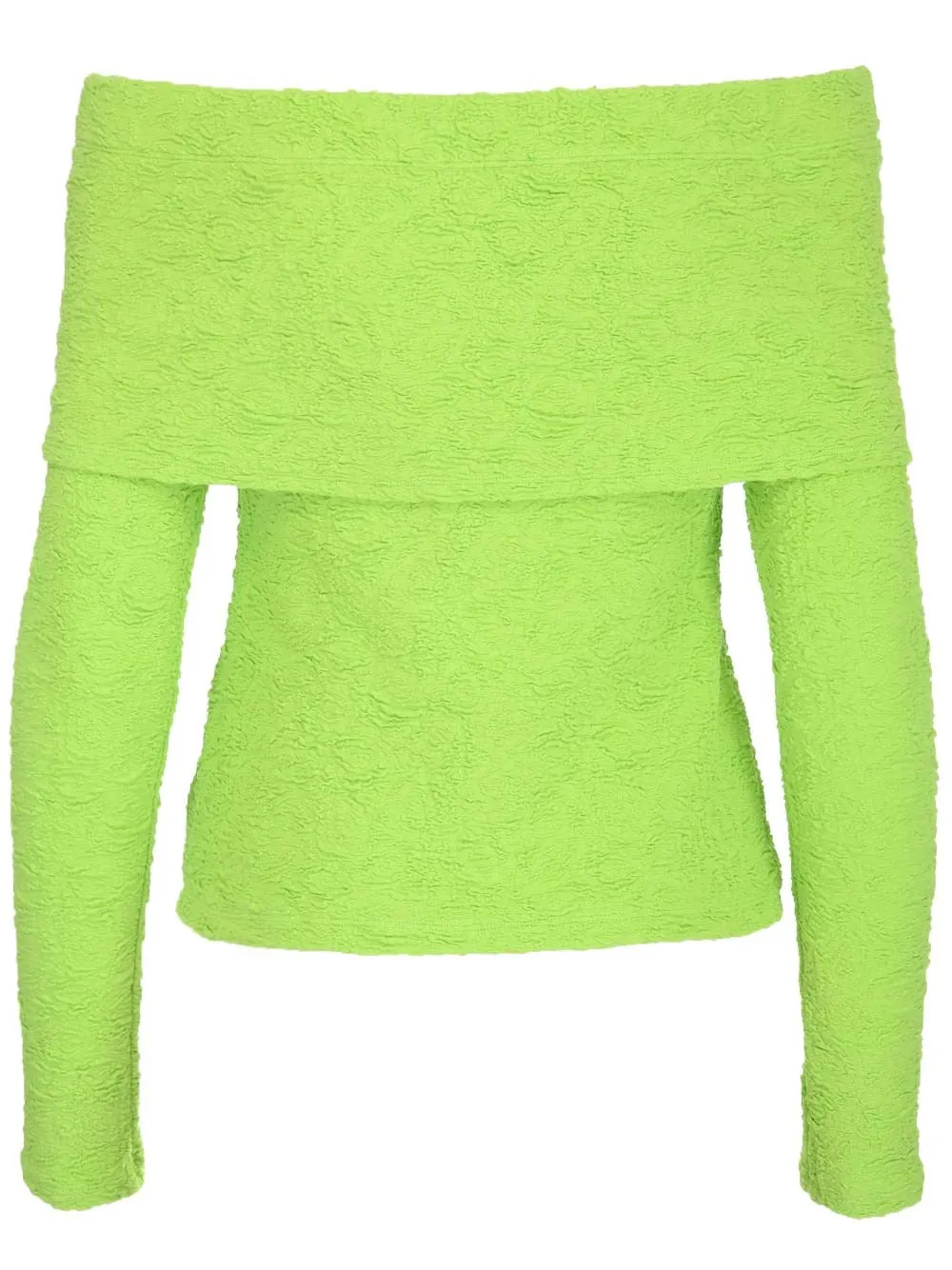 MSGM Embossed Off-Shoulder Long Sleeved Top