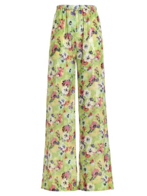 MSGM Floral Print Sequin Embellished Pants