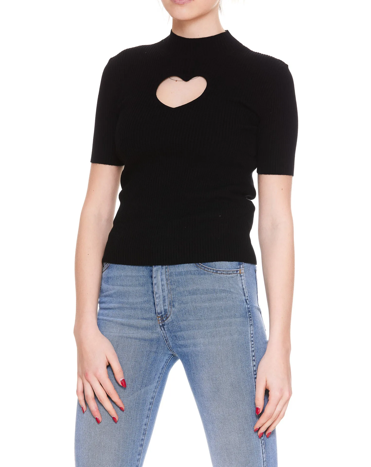 MSGM Heart Cut-Out Detailed Knitted Top