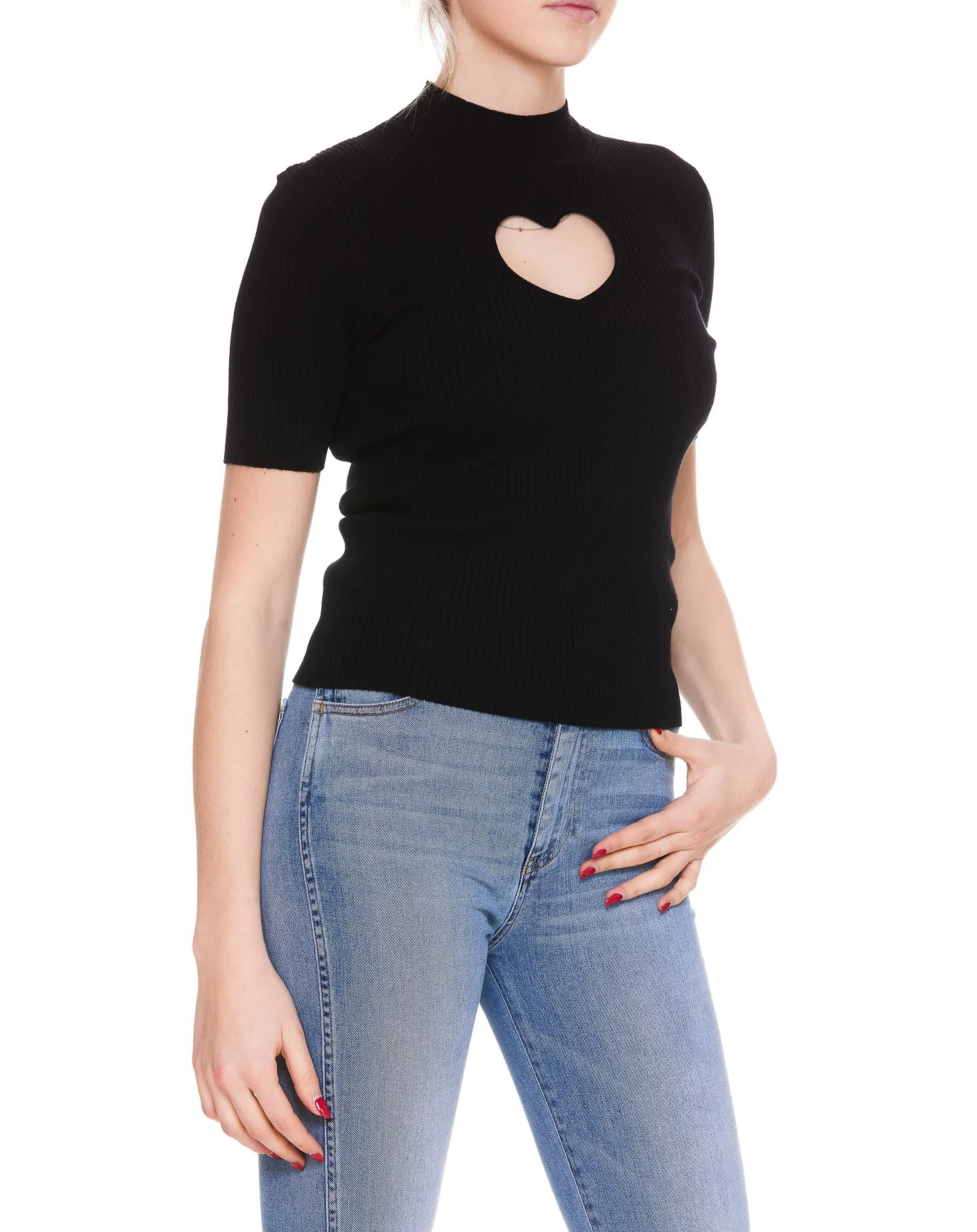 MSGM Heart Cut-Out Detailed Knitted Top