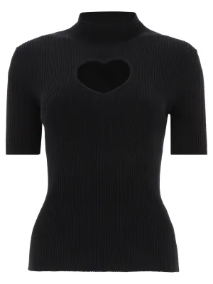 MSGM Heart Cut-Out Detailed Knitted Top