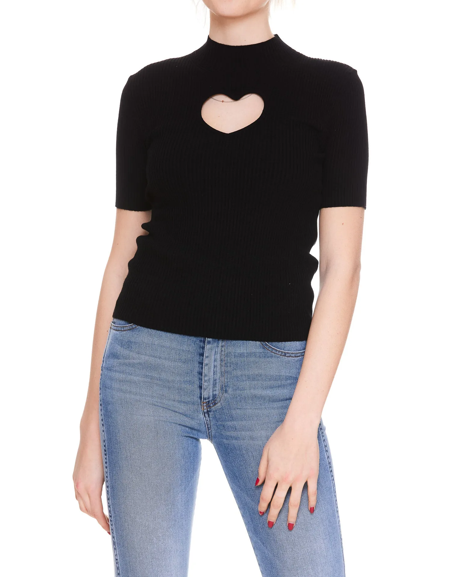 MSGM Heart Cut-Out Detailed Knitted Top
