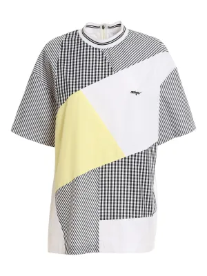 MSGM Logo Embroidered Color-Block Crewneck T-Shirt