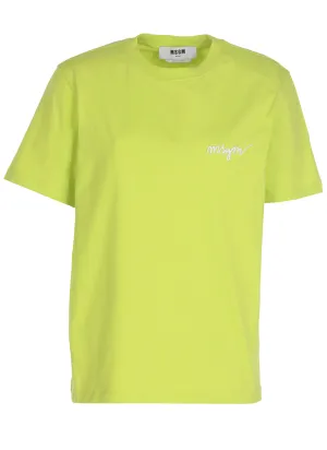 MSGM Logo Embroidered Crewneck T-Shirt