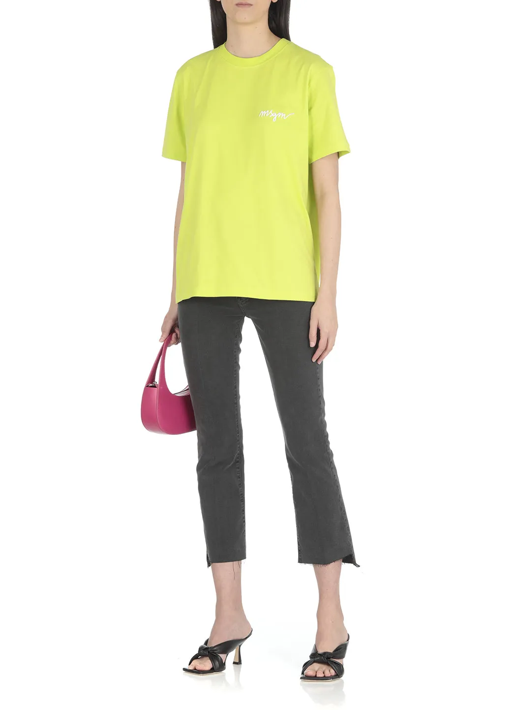 MSGM Logo Embroidered Crewneck T-Shirt