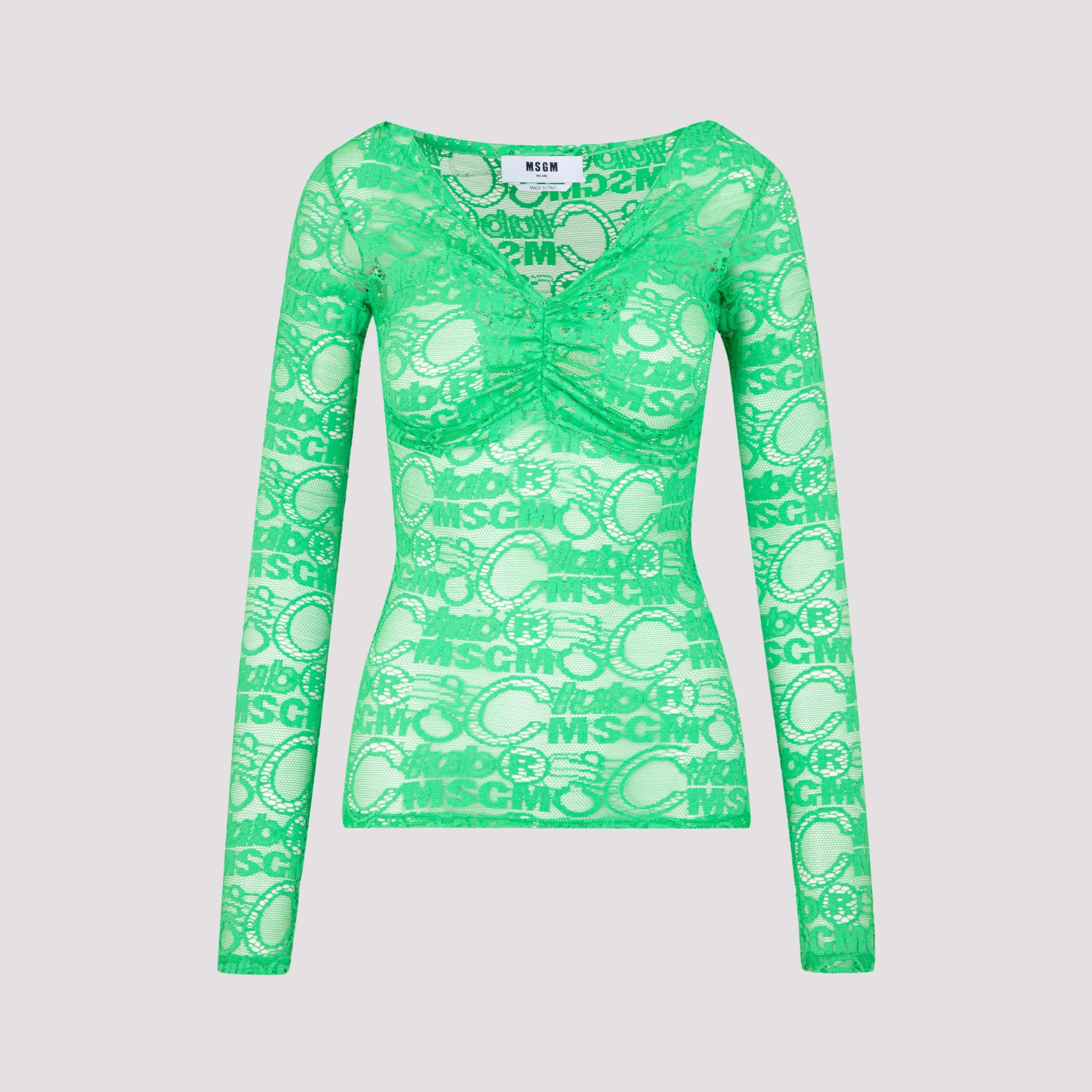 MSGM Logo Lace V-Neck Top