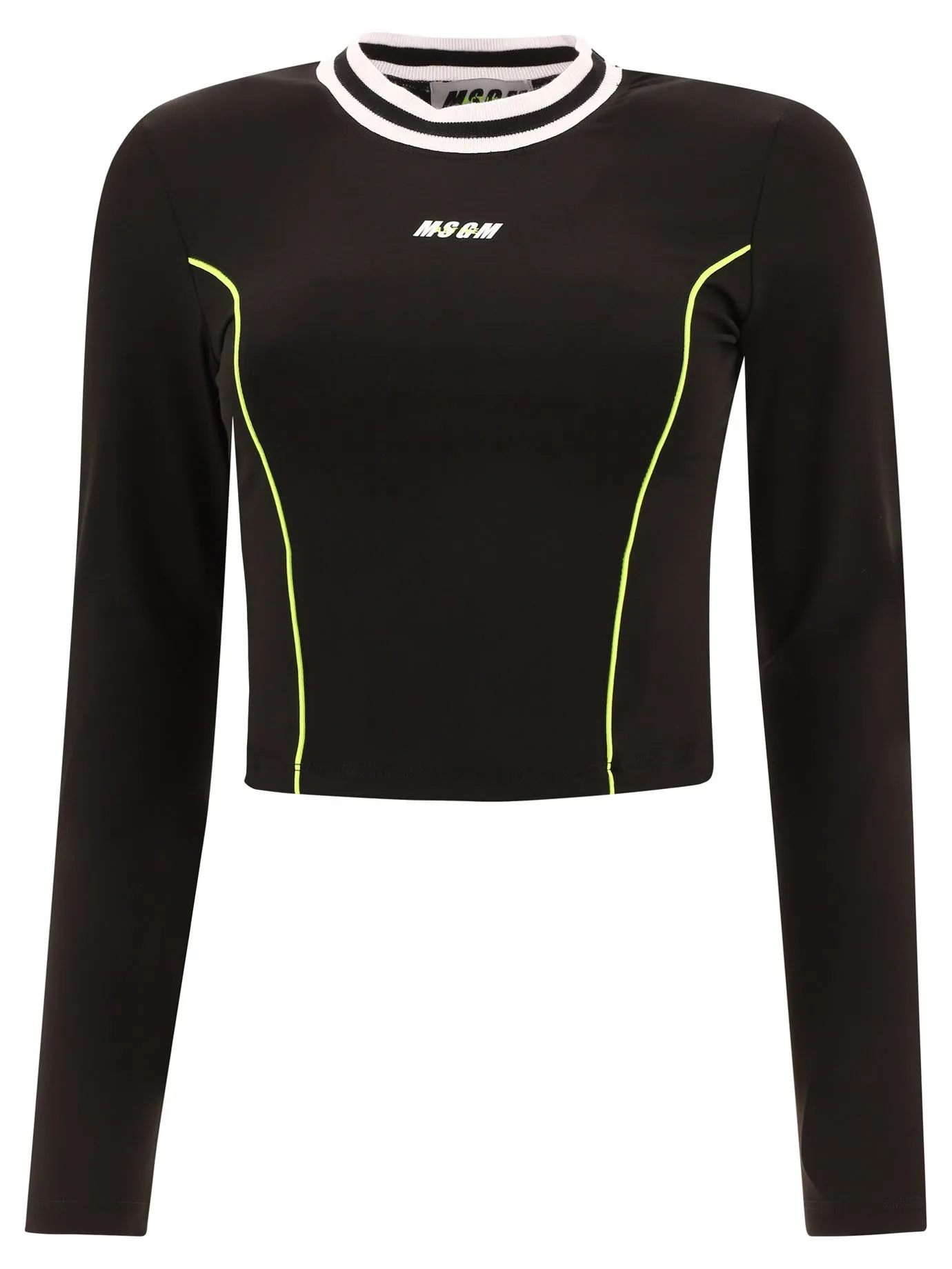 MSGM Logo Print Long Sleeved Cropped Top