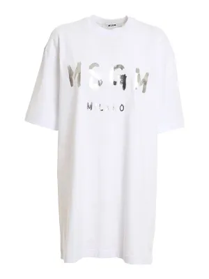 MSGM Logo Printed Crewneck T-Shirt Dress