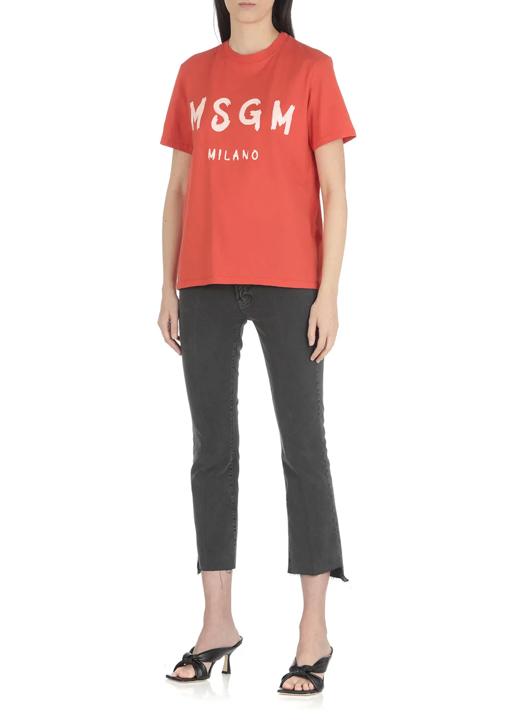 MSGM Logo Printed Crewneck T-Shirt