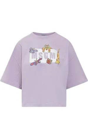 MSGM Logo Printed Crewneck T-Shirt