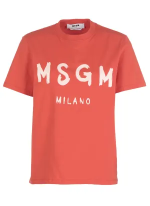 MSGM Logo Printed Crewneck T-Shirt