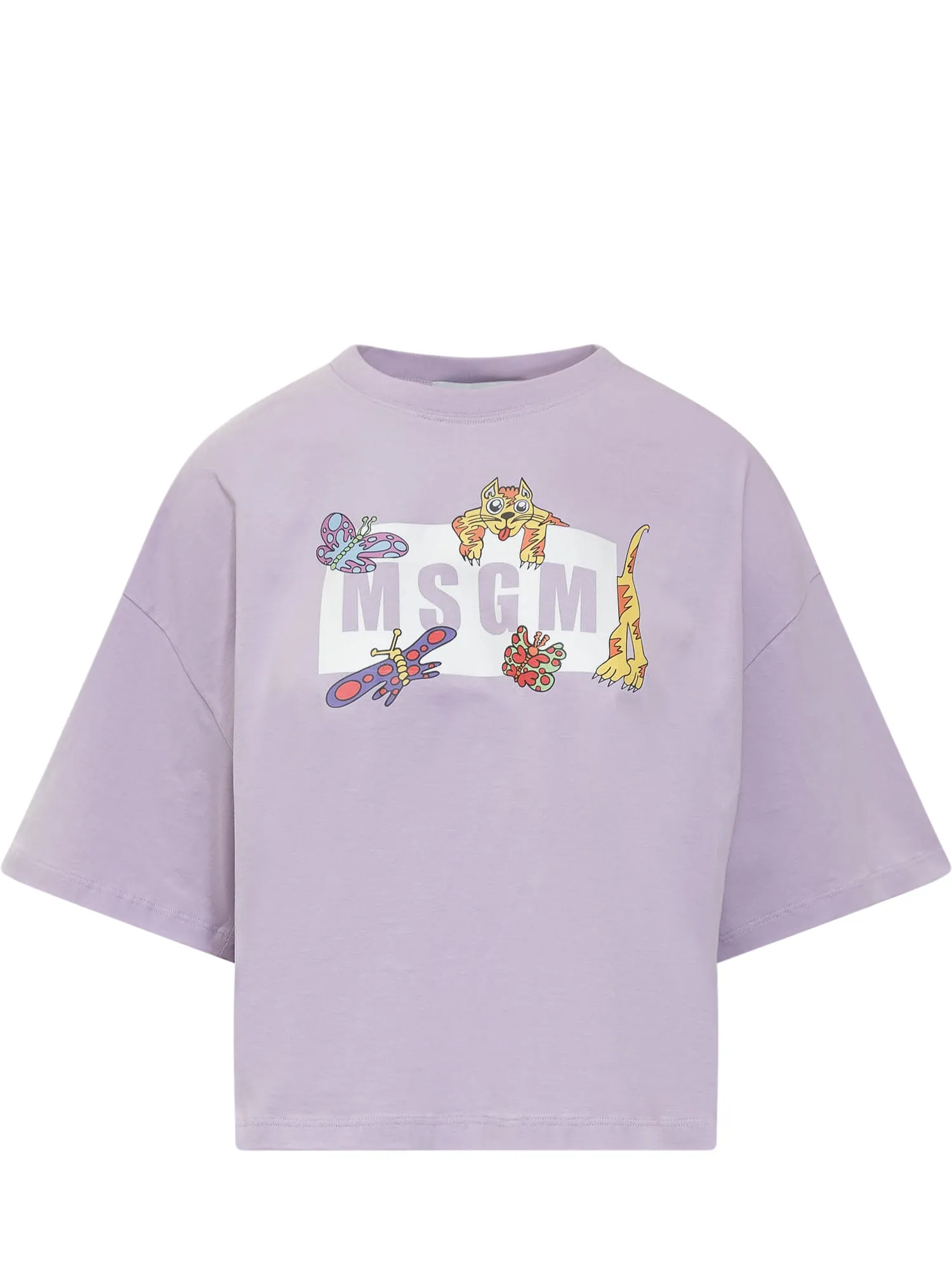 MSGM Logo Printed Crewneck T-Shirt