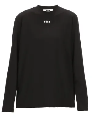 MSGM Logo Printed Long-Sleeved T-Shirt