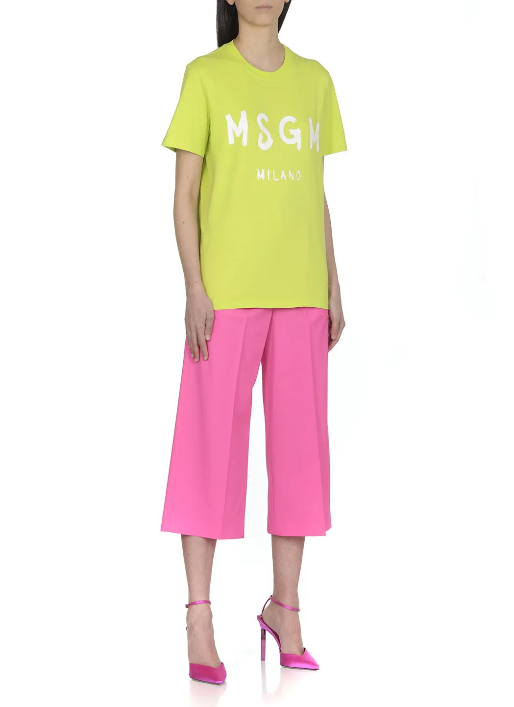 MSGM Logo Printed Round Neck T-Shirt
