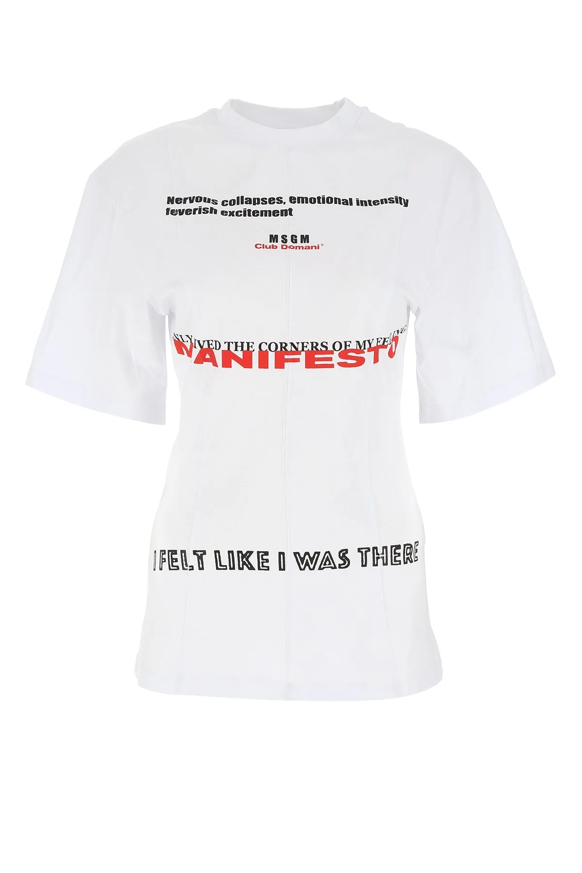 MSGM Slogan Print Crewneck T-Shirt