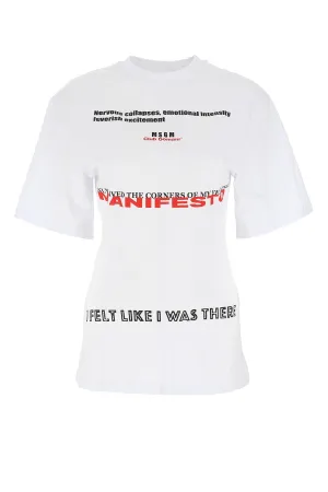 MSGM Slogan Print Crewneck T-Shirt