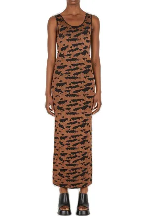 Nanushka Animal Printed Scoop Neck Midi Dress