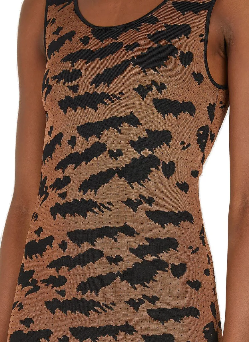 Nanushka Animal Printed Scoop Neck Midi Dress