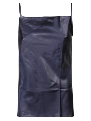 Nanushka Faux Leather Spaghetti Strap Backless Top