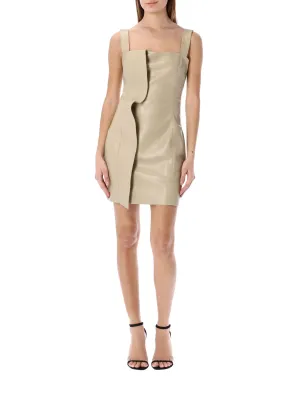 Nanushka Faux Leather Square Neck Mini Dress