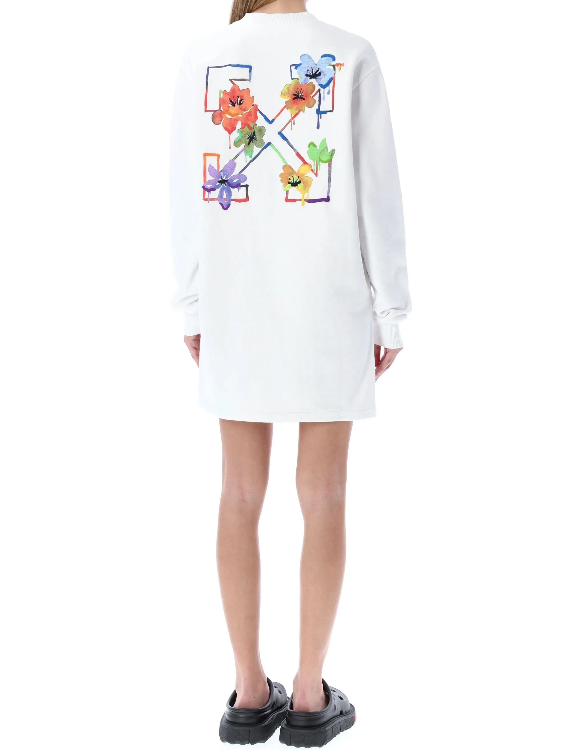 Off-White Arrow Printed Long-Sleeved Mini Dress