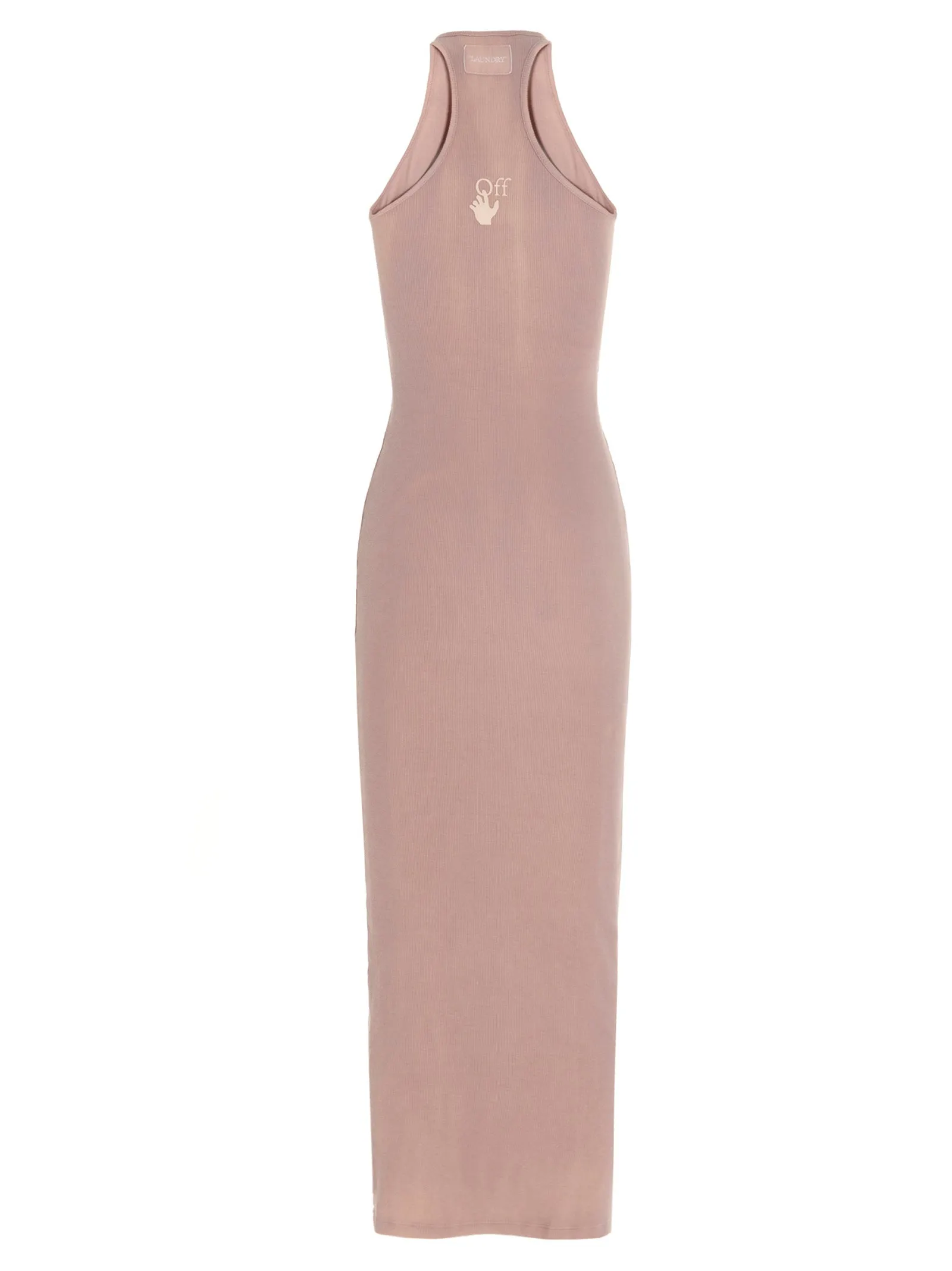 Off-White Logo Printed Halterneck Ribbed Dress