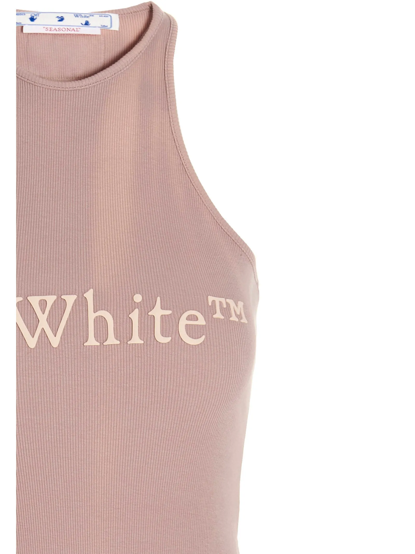 Off-White Logo Printed Halterneck Ribbed Dress