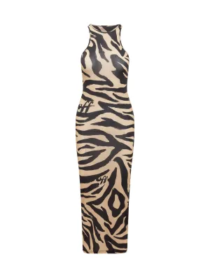 Off-White Logo Printed Sleeveless Midi Dress